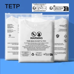 TETP 50Pcs Frosted/Transparent Zipper Bags With Warning Word Travel Clothes T-shirt Underwear Packaging Storage Organizer