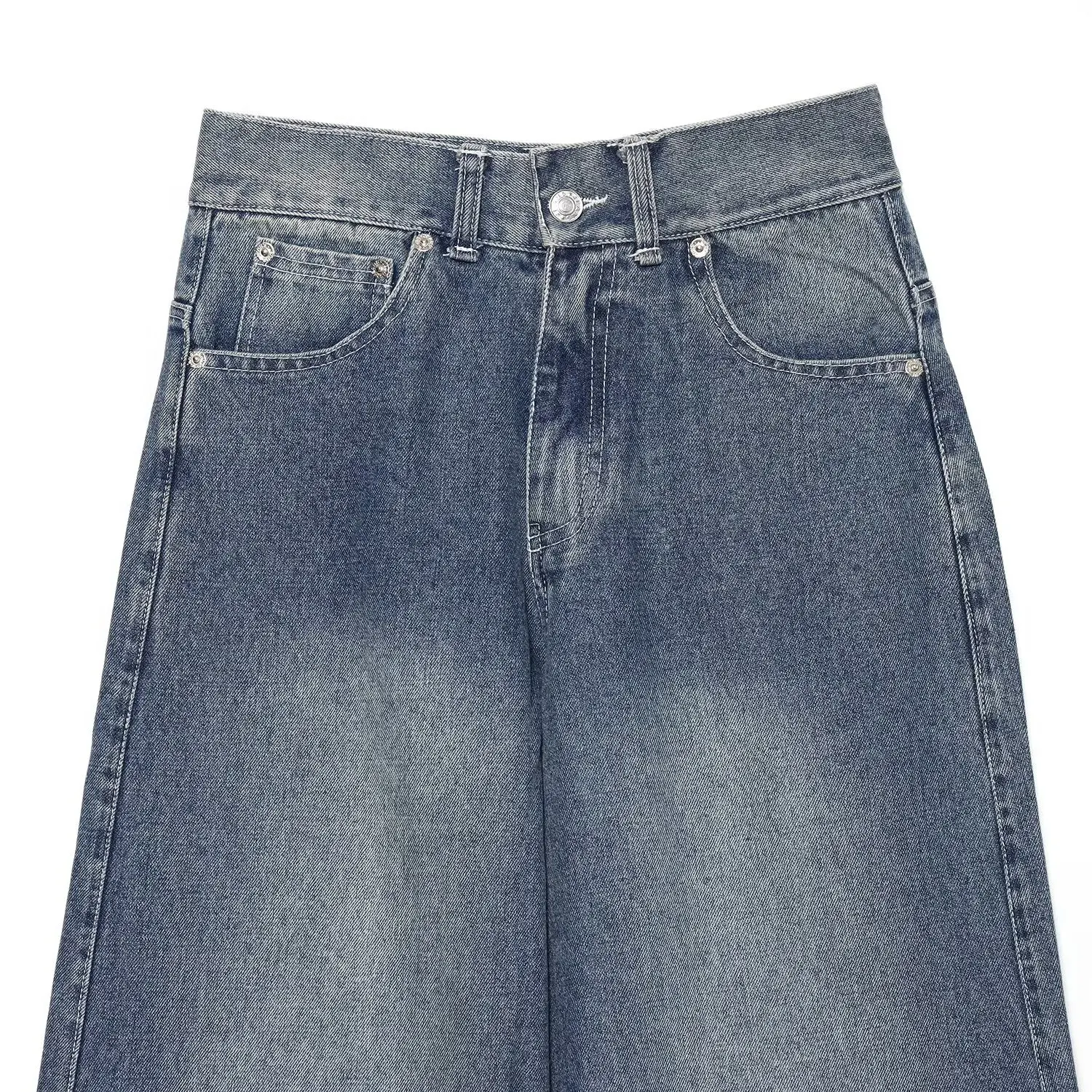 KASLEAD New Women's Fashion Design Washed Denim Knife  Pants High End Personality Loose Fit Natural Waist Polyester Fiber view 2