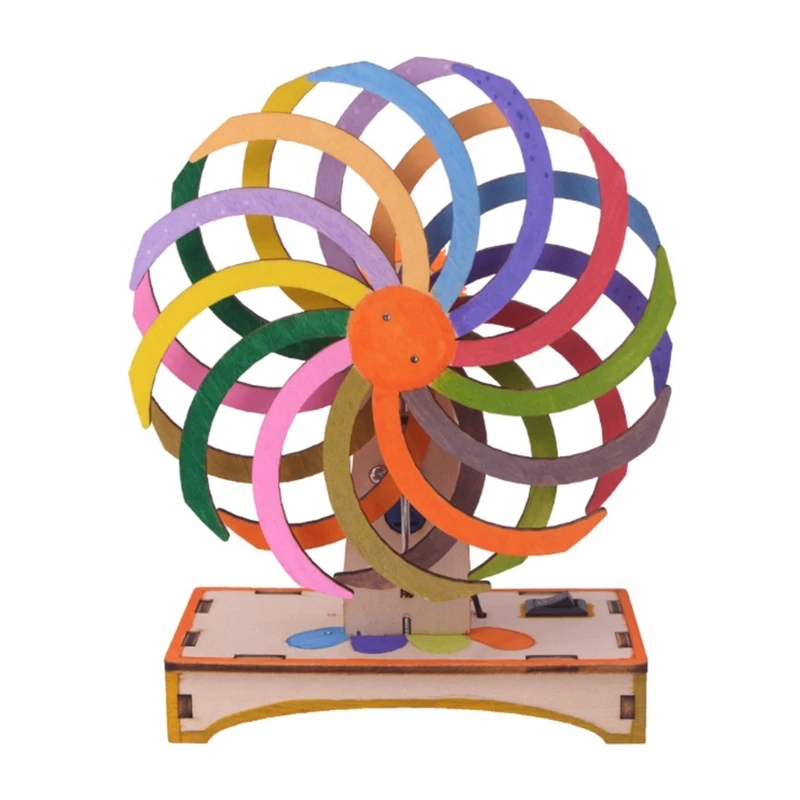 DIY Kits Wooden Rotating Gears Model for Science Production Experiment Puzzle Assembly Painting Game