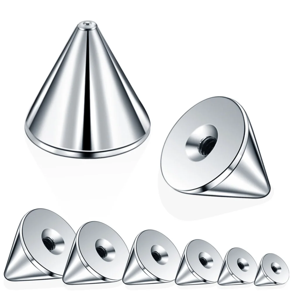 100pcs/lot Steel 14G 16G Nose Piercings Ear Studs Labret Ring Bar Earring Studs Cone Screw Balls Cones Replacement Attachments