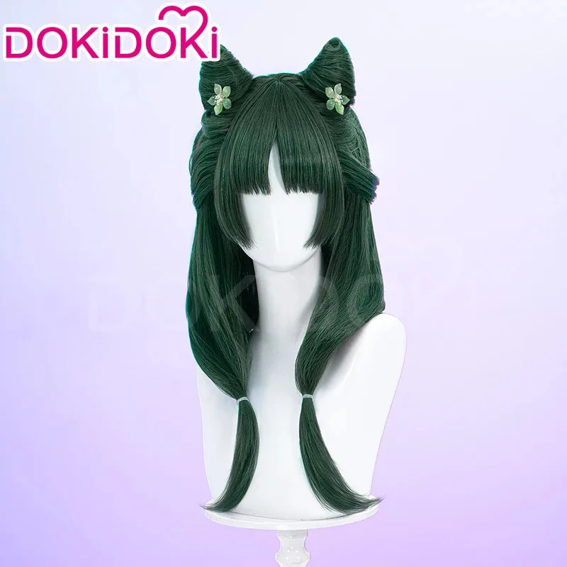 Maomao peruca anime a boticário diários dokidoki feminino 60cm verde enegrecido cabelo longo mao mao sapo peruca cosplay boné grátis