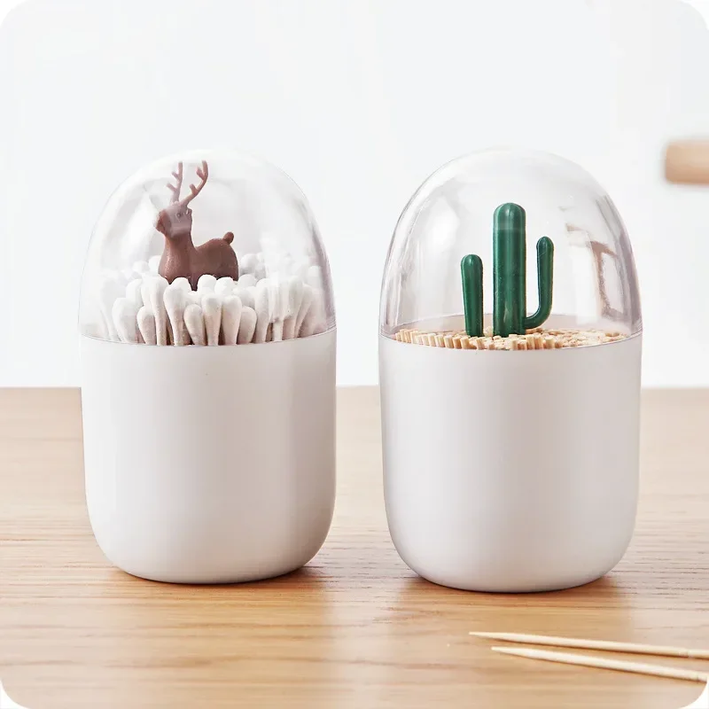 

Creative Animal Tree Toothpicks Holder Cotton Swab Box Cotton Bud Holder Case Home Table Decor Plastic Storage Box Organizer