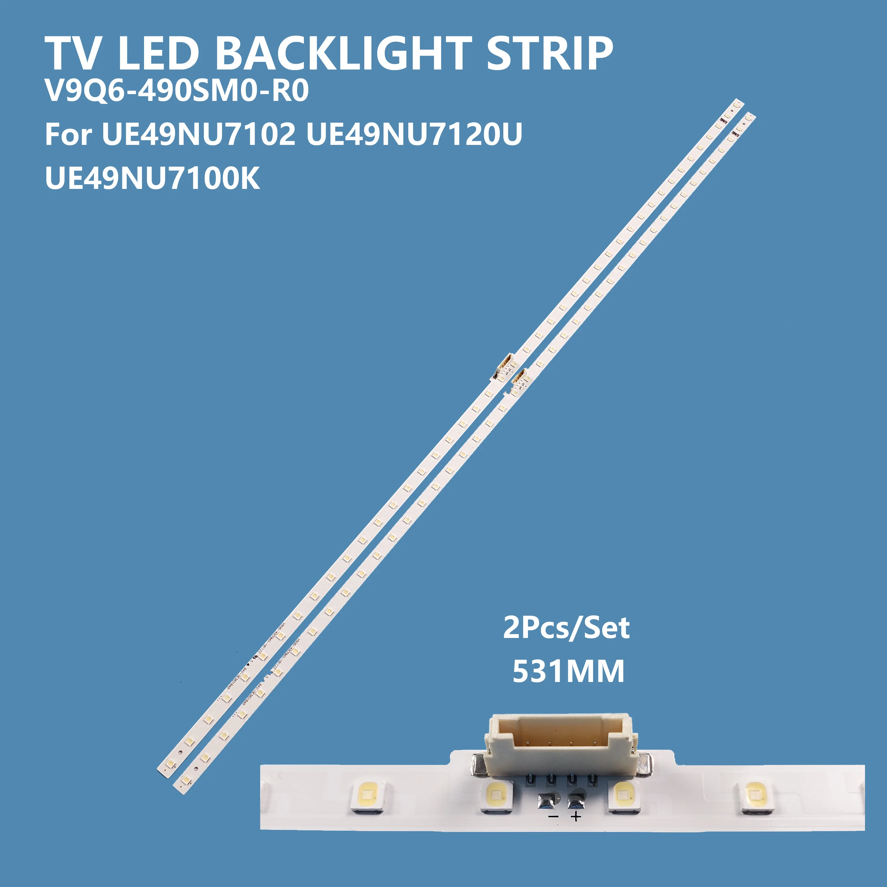 

2Pcs/set TV LED Backlight Strip V9Q6-490SM0-181122 Bar Light for Samsung 49inch UE49NU7102 UE49NU7120U UE49NU7100K Accessories