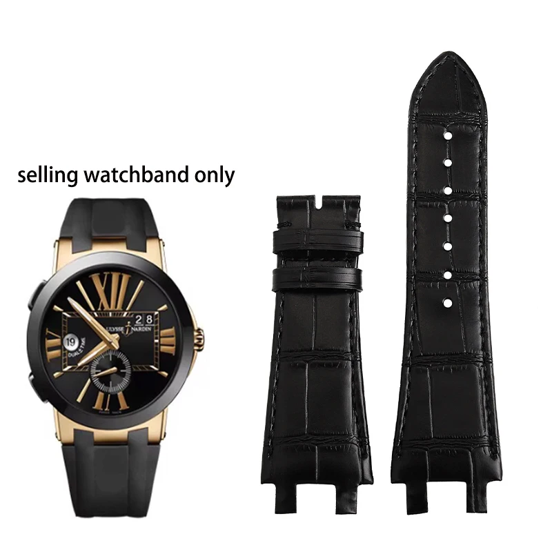 For Athens Ulysse NarRdin Navigation Manager Series Special Strap Convex Interface 243 246 Genuine Leather Watch Strap Male Acce