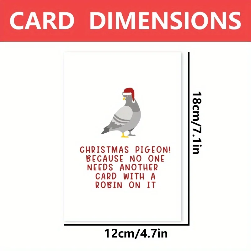 1pc, Christmas time card, Merry Christmas card, Christmas greetings card, funny Christmas card, Christmas pigeon, for friends