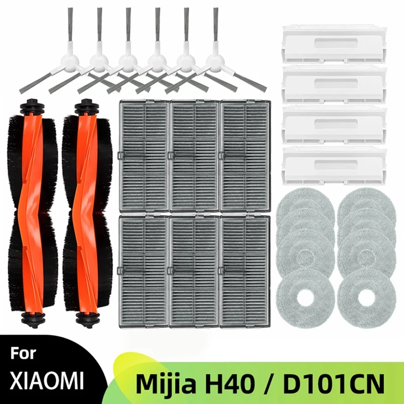 

B97A-26PCS For Xiaomi Mijia H40 / D101CN Robot Vacuums Cleaner Accessories Main Side Brush Hepa Filter Wipe Cloths Dust Bag