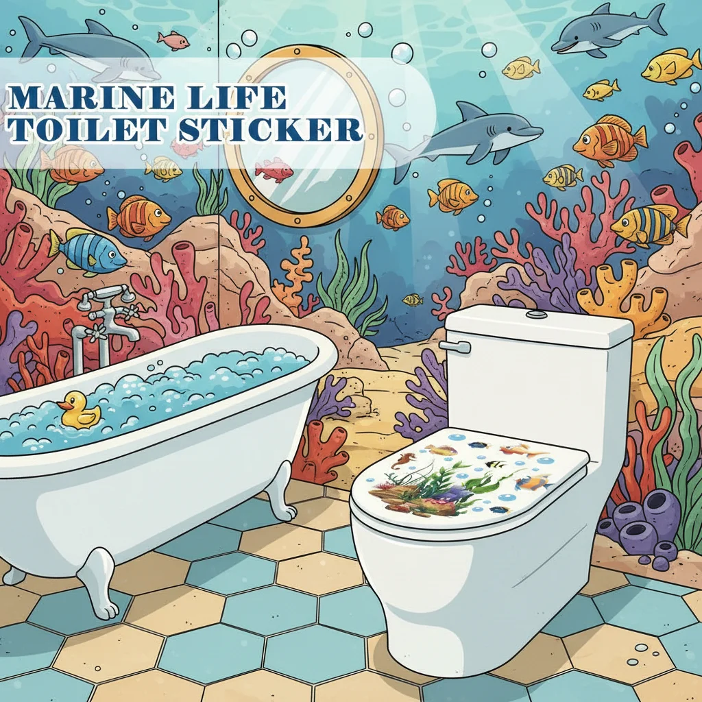 Cartoon-Wandaufkleber mit Meereslebewesen, Oktopus, Meeresschildkröte, Fisch, Aufkleber für Kinderzimmer, Badezimmer, Fliesen, Heimdekoration