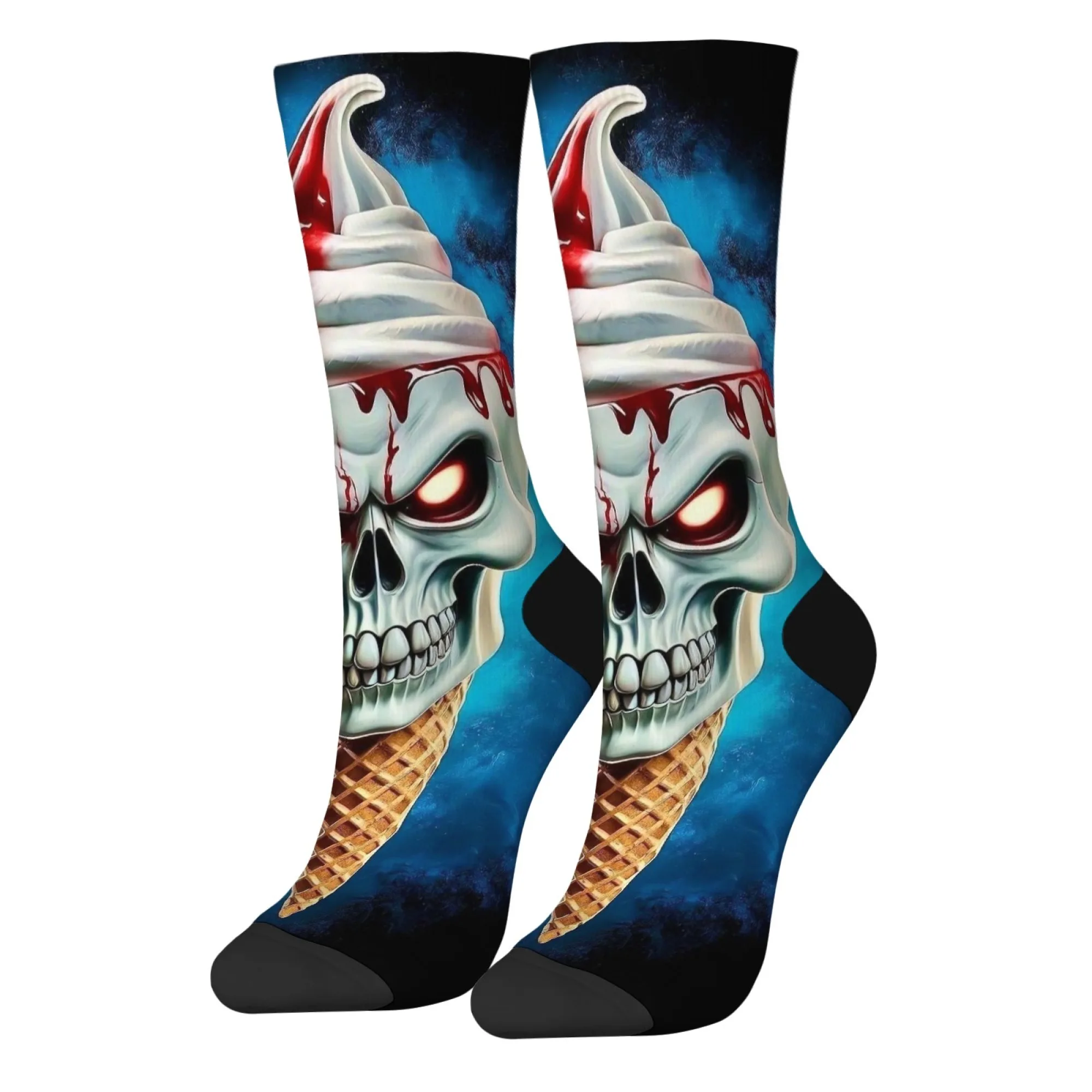 Skull Ice Cream Men's Socks Novelty Funny Compression Socks Breathable Anti-Slip Street Hip-Hop Fashion Socks Crazy Party Gift