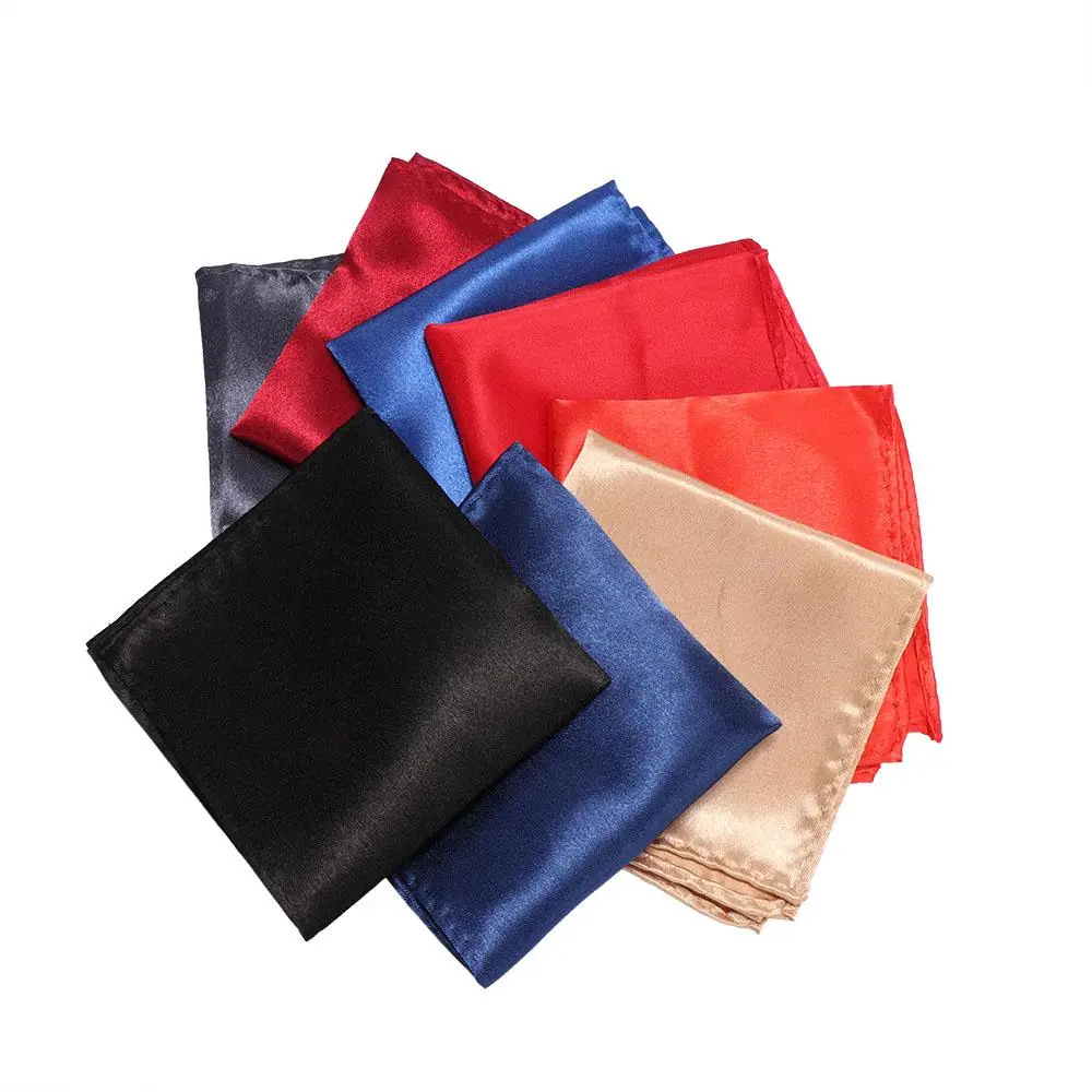 Gentlemen Suit Fashion 15 Color Solid Hanky Plain Formal Suit Pocket Square Satin Plain Hanky Silk Handkerchief Pocket Square