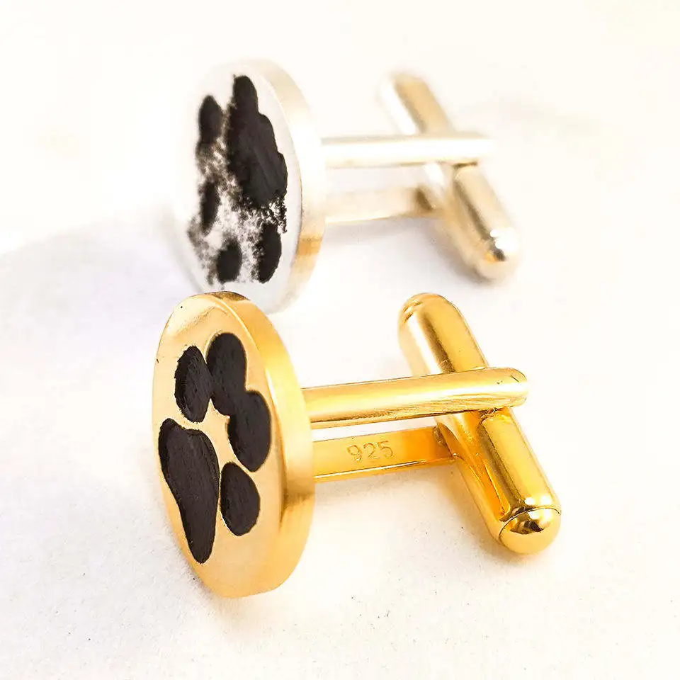 

Stainless Steel Jewelry Custom Pet Paw Print Cuff Links for Pet Lovers Men Women Personalized Gift Shirt Cufflinks