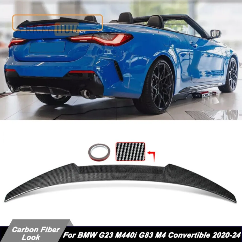 

For 2020-2024 BMW G23 M440i G83 M4 Convertible Carbon Fiber Look Trunk Spoiler Wing United States