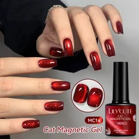 LILYCUTE 7ML cuentas de vidrio rojo gato magnético esmalte de uñas en Gel negro cristal de luz de luna Otoño Invierno remojo UV LED barniz de salón