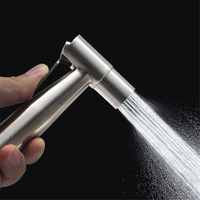 Stainless Steel Handheld Toilet Bidet Faucet Sprayer Hand Bidet Spray G1/2 Toilet Bathroom Shower Head Self Cleaning Black Silve