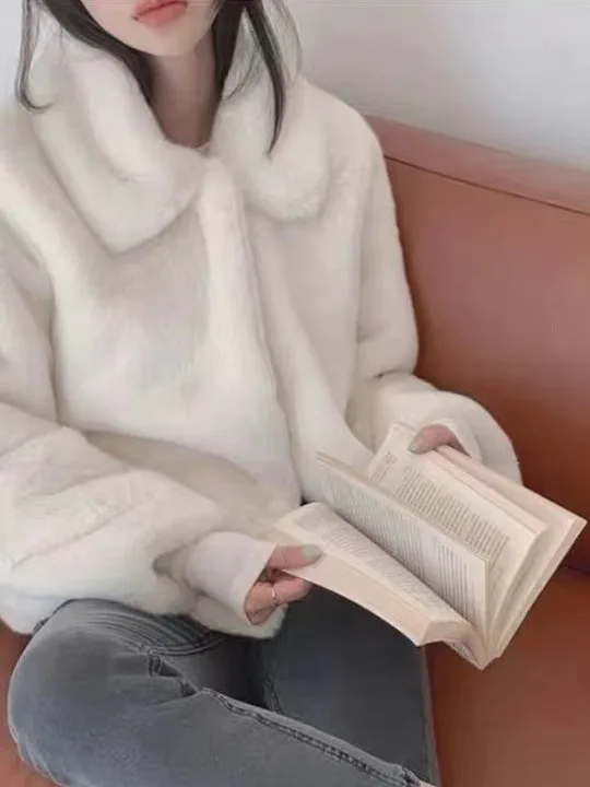 

Шикарное женское пальто с теплым меховым воротником, зимнее модное молодежное дизайнерское пальто-стойка без бренда, весеннее пальто среднего года