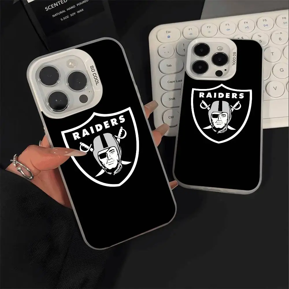 الكرة L-لاس V-Vegas R-Raiders جراب هاتف IMD جراب هاتف آيفون 16 15 14 13 12 11 برو ماكس زائد اللون غطاء فضي