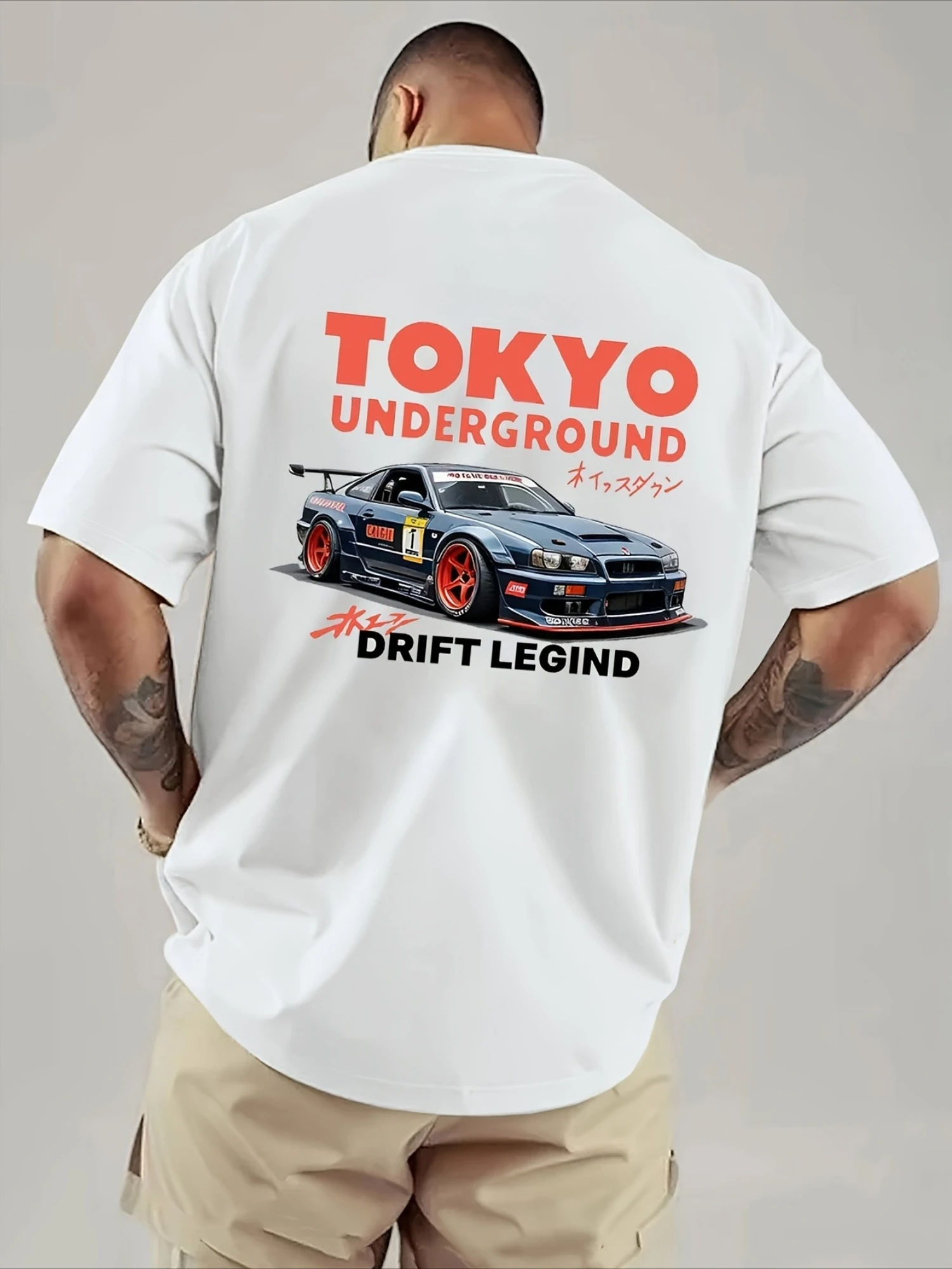 2026 New Family Matching Outfit Tokyo JDM Drift Legend Race Car Illustration Back‑Print Auto Fans Parent‑Child Short Sleeve Tee