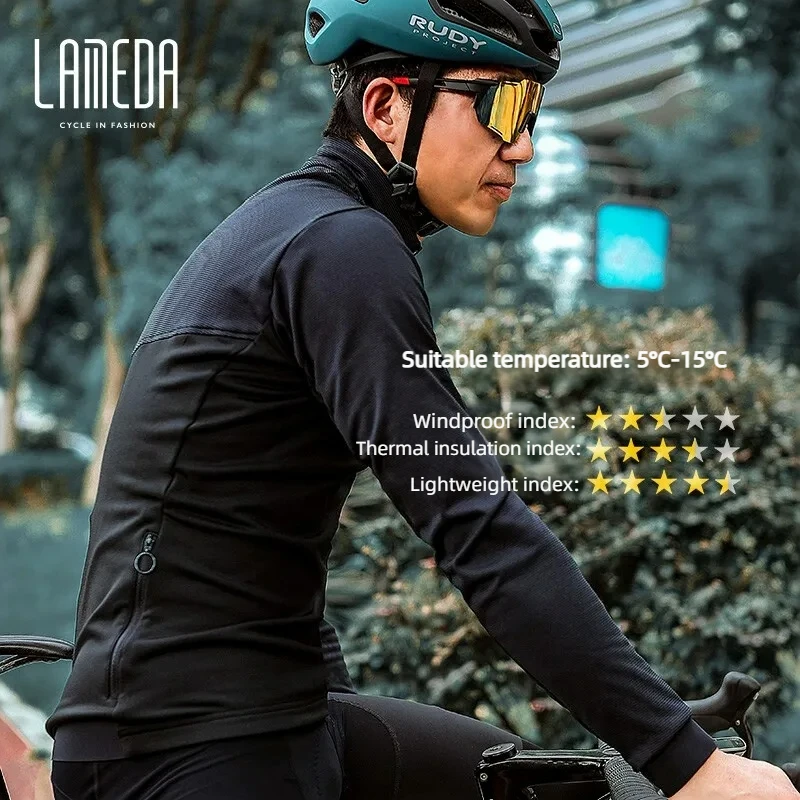 Lameda Cycling Jerseys For Men  5 ℃-15 ℃ Cycling Costs Long Sleeve Fleece Jacket Windproof Mtb Bike Clothes Cycling Tops