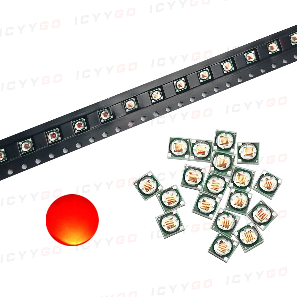 3W 3535 LED Lamp Beads Deep Red 660NM Plant Lamp LED Chip Lamp Beads Suitable For Flashlights, Bicycle Lights Car Lights