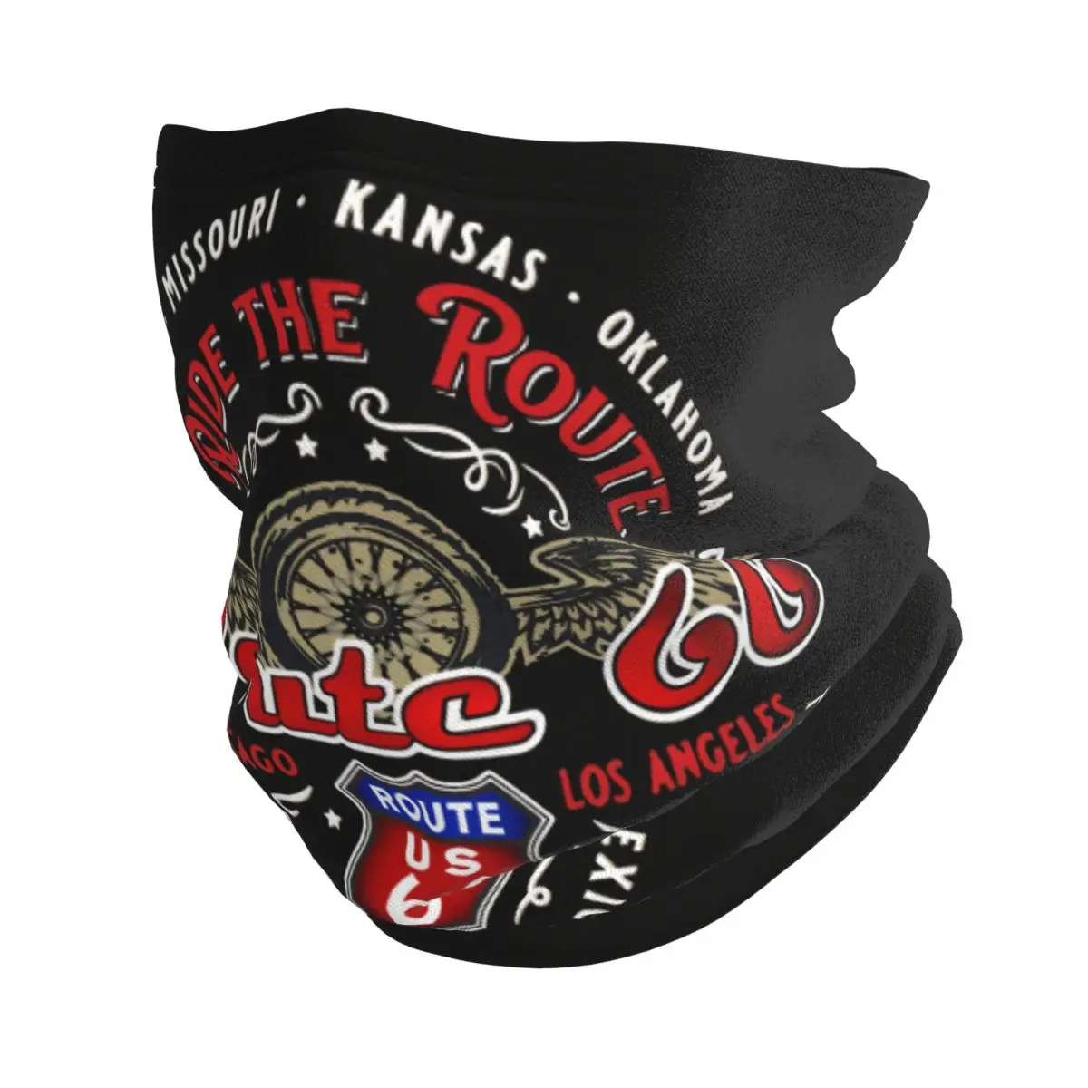 Ride The Route Motorcyle Bikers America's Highway Bandana Neck Gaiter Windproof Face Mask Scarf Cover Women Men Headwear