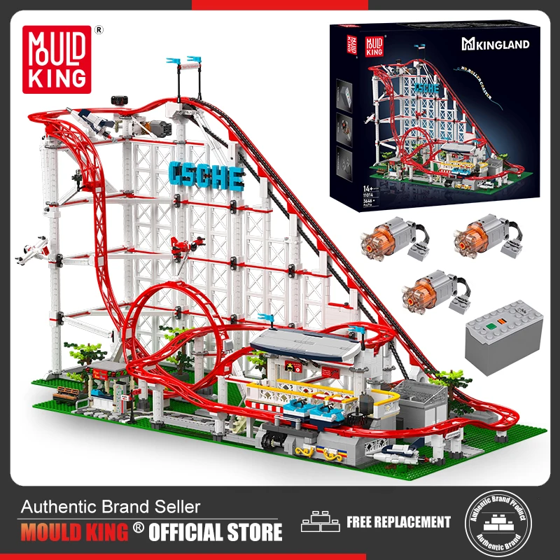 Mould King 11014 Technical Roller Coaster Building Block The Motorized Roller Coaster Model Set Compatible With 10261 Brick Toys