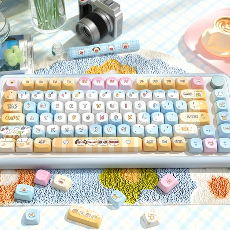 Keyboard Keycaps Cute Blue Key Caps MCA Key Caps for Mechanical Keyboard Girls Key Caps Accessories Office Home Work