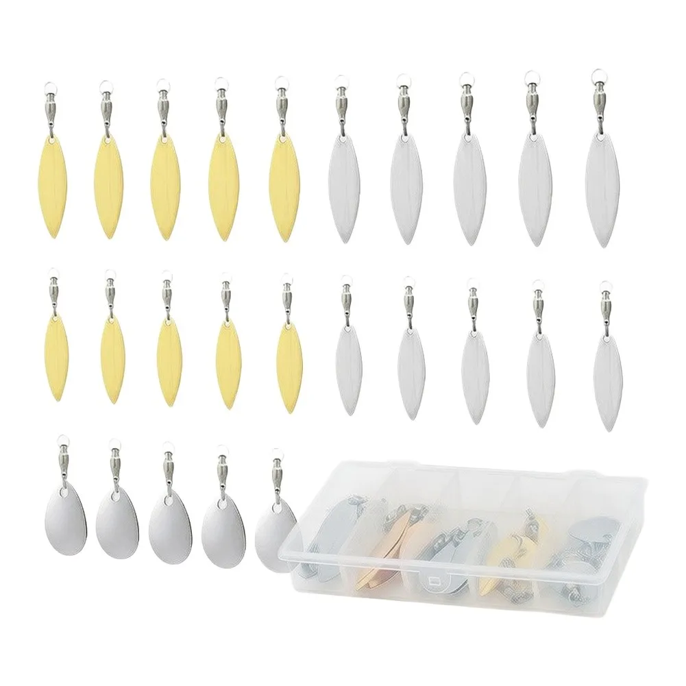 Metal For Spinner Vane Kit 25pcs Includes Silver and Gold Mirror Plated For Blades for DIY Fishing Lure Projects