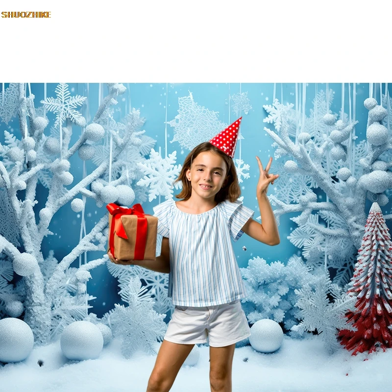 Christmas Backdrop Xmas Tree Gift Window Fireplace Family Party Decor Portrait Photography Background for Photo Studio