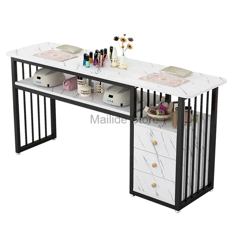 Modern Wrought Iron Manicure Station For Commercial Furniture Nail Tables Simple Economical Upscale Professional Manicure Table