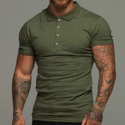 Fashion Men Solid Slim Polo Shirt Summer Streetwear Vintage Male Clothes Casual Versatile Sports Cotton Basic Short Sleeve Tops