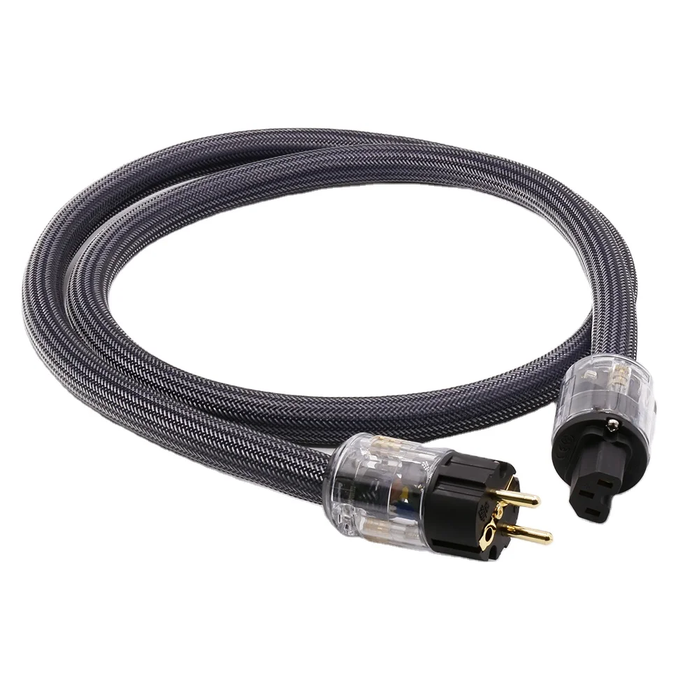 QINCROWN Hi-End 4-Square EU 2 Pin Plug Adapter Power Cable Premium Quality Pure Copper with PTFE Insulation
