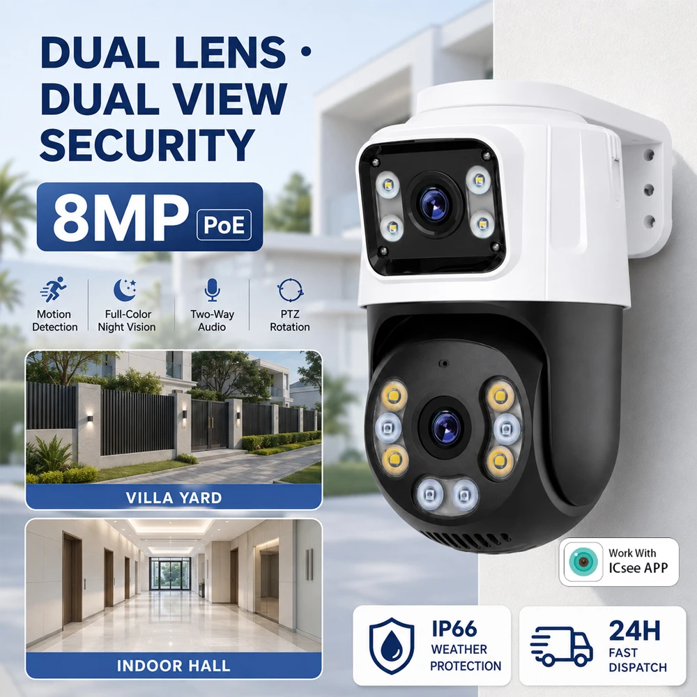8mp-dual‑lens-poe-ptz-ip-camera-ai-human-detection-ip66-waterproof-h265-compression-indoor-outdoor-cctv-security-cam