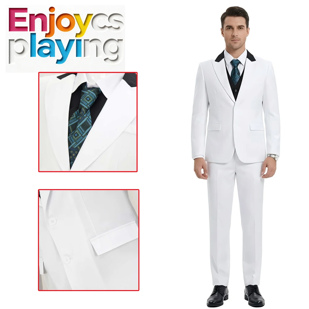 

Костюм для косплея Дэйва из фильма «Воскрешение», белый костюм Кинг-Пина для мужчин, взрослый костюм для Хэллоуина, карнавала, вечеринок