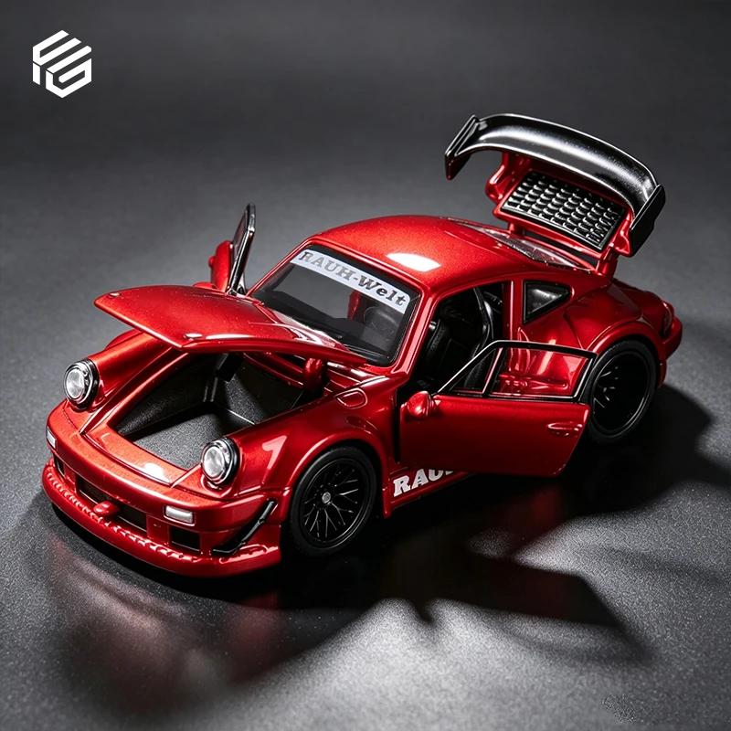 FG 1:64 RWB930 Transparentes Rotes Diecast-Modellauto