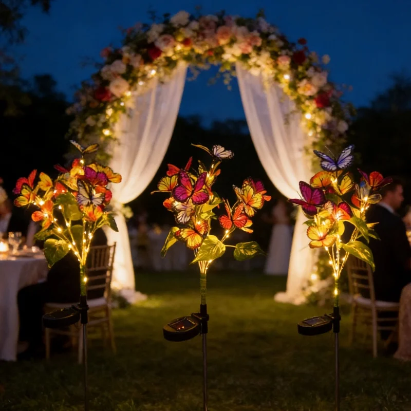 LED Solar Butterfly Flower Light Outdoor Simulation Butterfly Lawn Lamp Garden Landscape for Wedding Christmas  Home Decoration