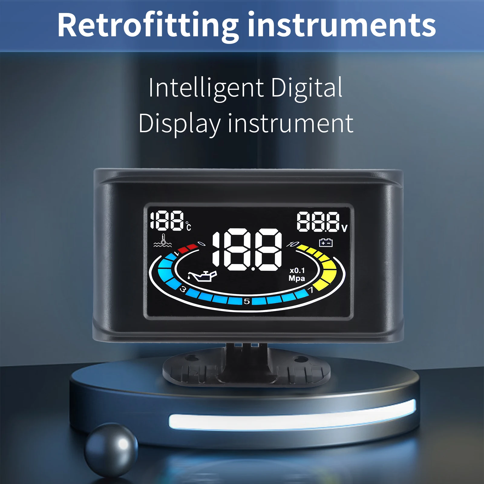 3 IN 1 LCD LKW Auto Öldruckmesser Voltmeter Spannung Wassertemperaturmesser + Sensor 10 mm 1/8 NPT Universal 12 V 24 V Auto