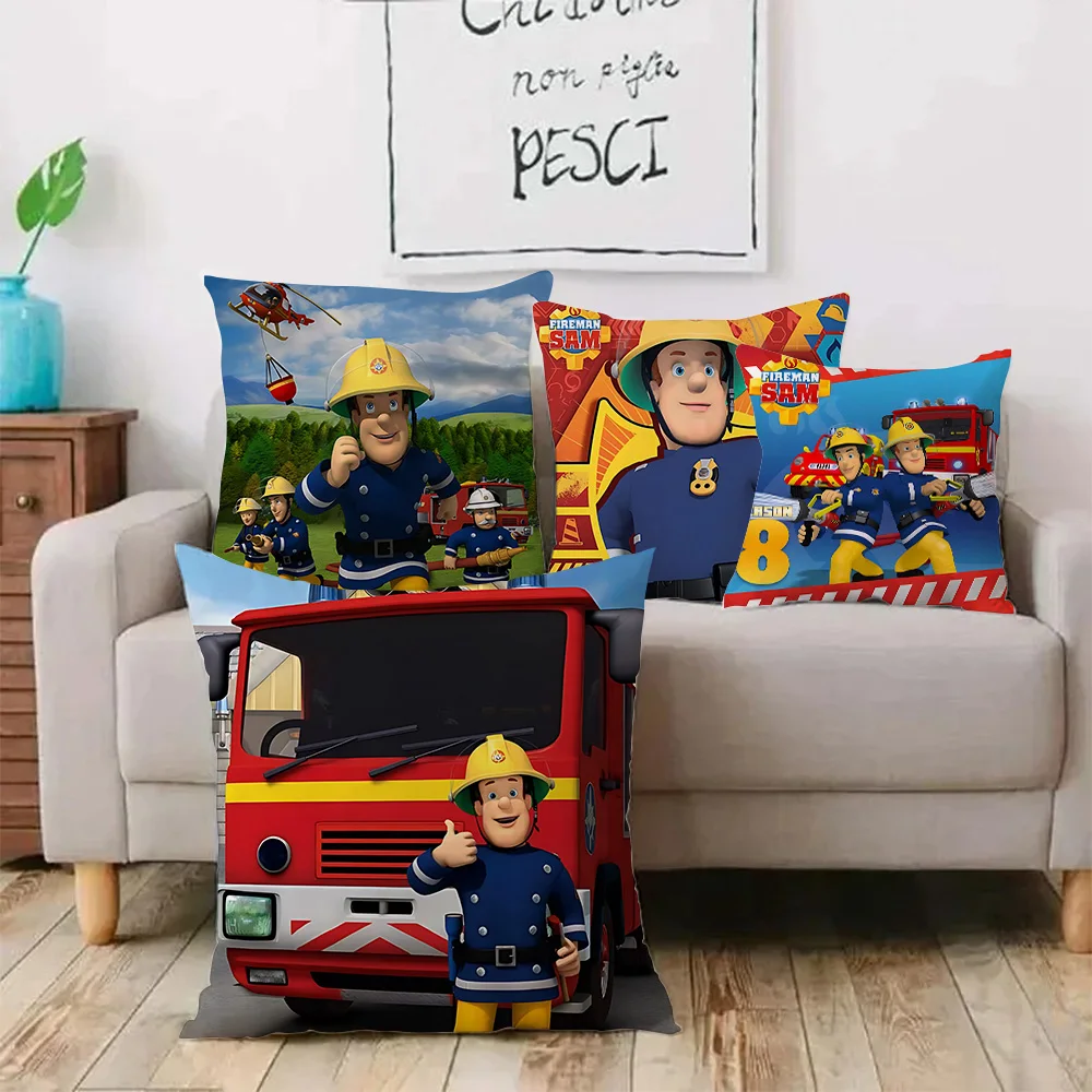 Pillow Covers Cartoon Firemans sams Sofa Decorative Home Double-sided Printing Short Plush Cute Cushion Cover