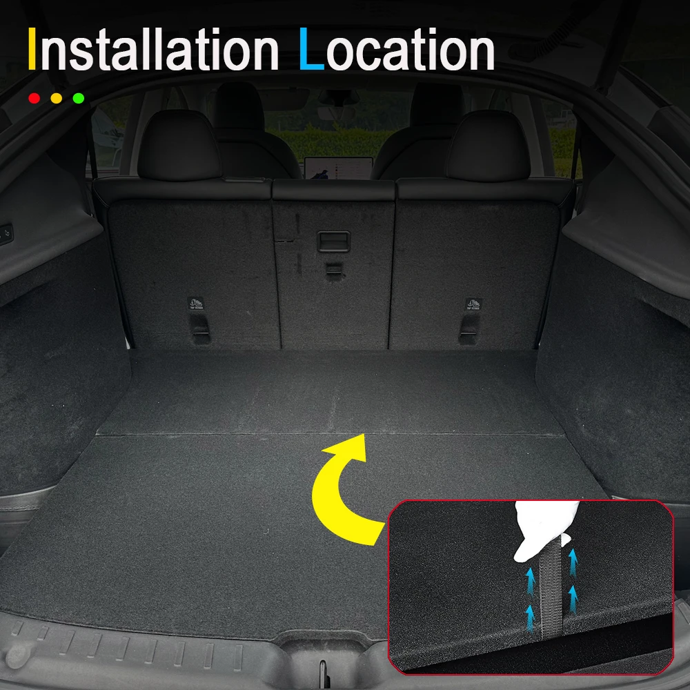 ل تسلا نموذج Y الخلفي الجذع حبل الرباط فتح غطاء صندوق خلفي مقبض سحب حزام منظم السيارة اكسسوارات حصيرة حماية الوسادة