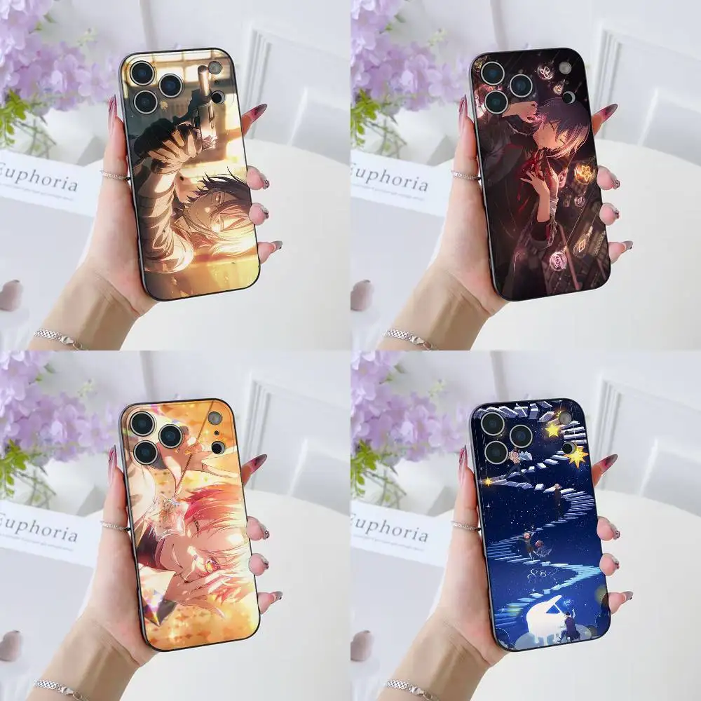 P-ProjectS S-SEKAI Kamishiro Rui جراب هاتف آيفون 17 16 15 14 13 12 11 Pro Max Plus Air Mini أسود سيليكون ناعم