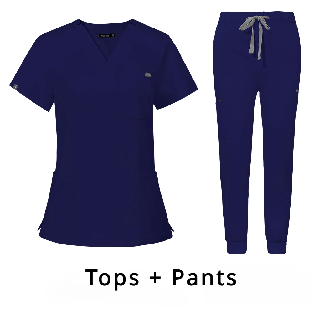 Traje de Scrub de la Agencia de belleza para mujer, accesorios de enfermería veterinaria, uniforme médico, pantalones superiores transpirables, trajes de Jogger Unisex