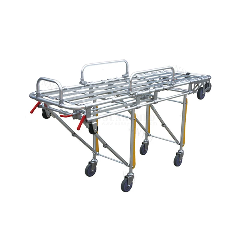 SY-K012 High Quality Medical Folding Adjustable Trolley Ambulance Stretcher with Aluminum Alloy Trolley for Ambulance Rescue