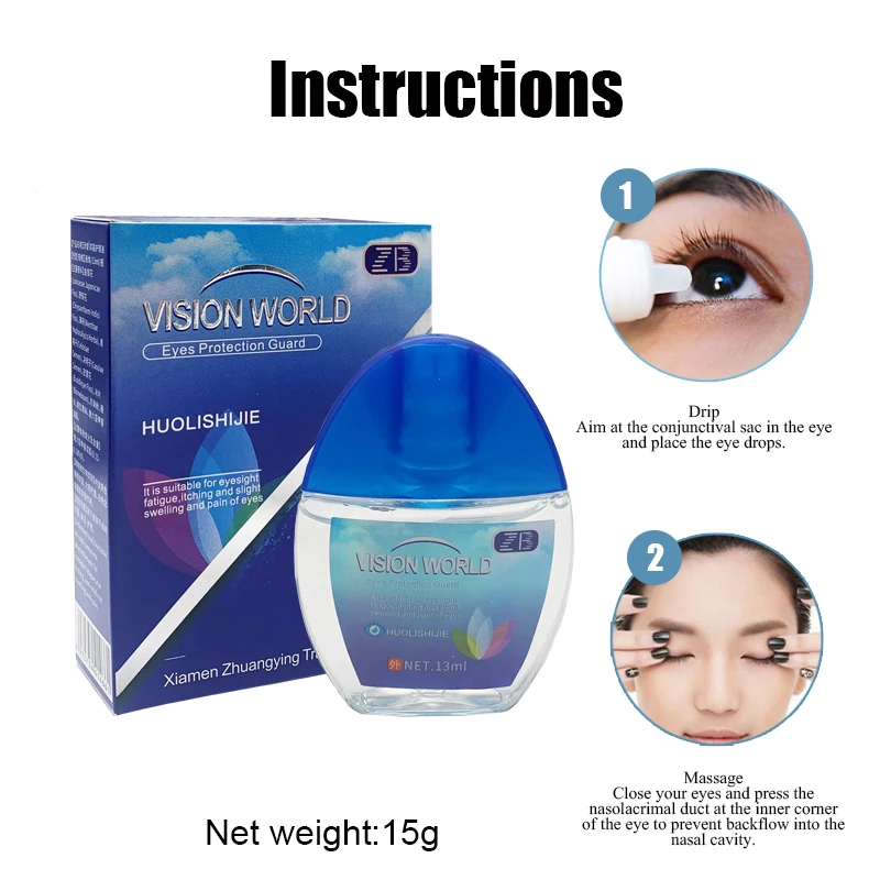 Eye Drops Relieve Eye Pain Eye Overuse Blurred Dry Eyes Drop Get Rid of Fatigue Clean Eyes Moisturizing Eye Drops Personal Care