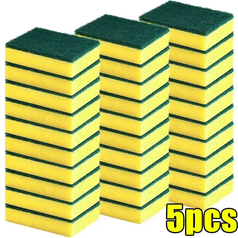 50/2Pcs Kitchen Dishwashing Soft Sponge Absorbent Clean Rub Pot Rust Scouring Pad Removing Kits Household Cleaning Brush Sponge, image 7
