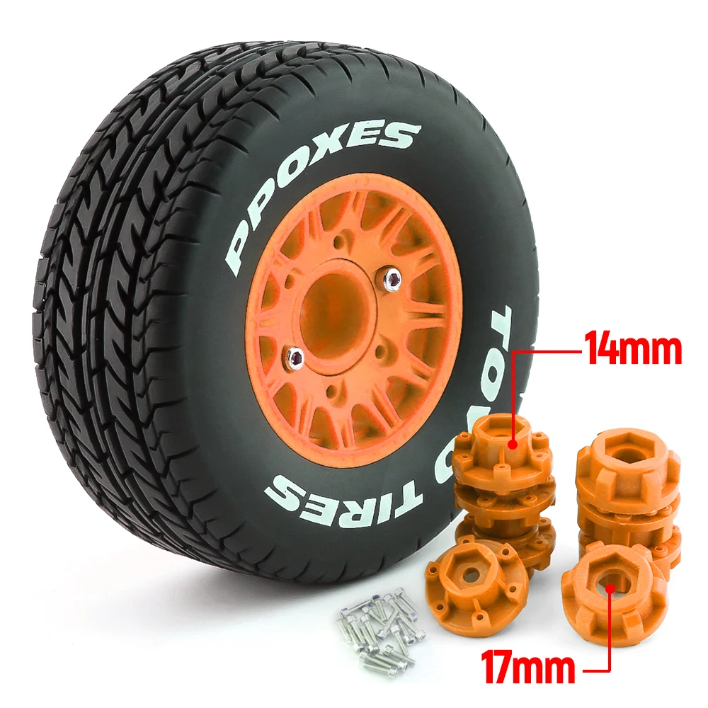 

4PCS Rubber Tires Wheel Rim Set 113x46MM for Traxxas Slash VKAR 10SC HPI 1/10 Short Course Truck Car Wheel Tires Parts