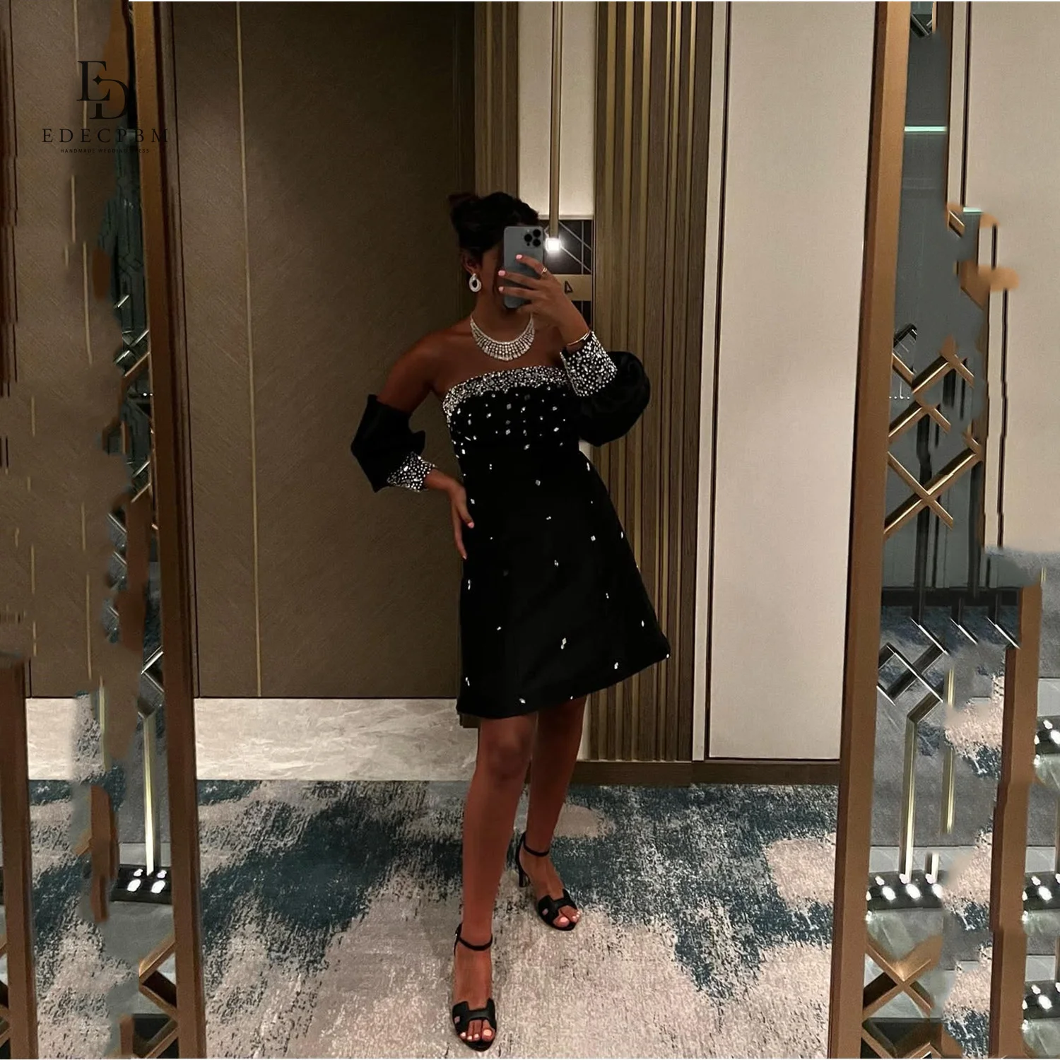 

EDECPBM فساتين سهرات Evening Dresses for Special Occasions Birthday Dress Handmade Prom Dresses 2026 Luxury Satin Black Women's