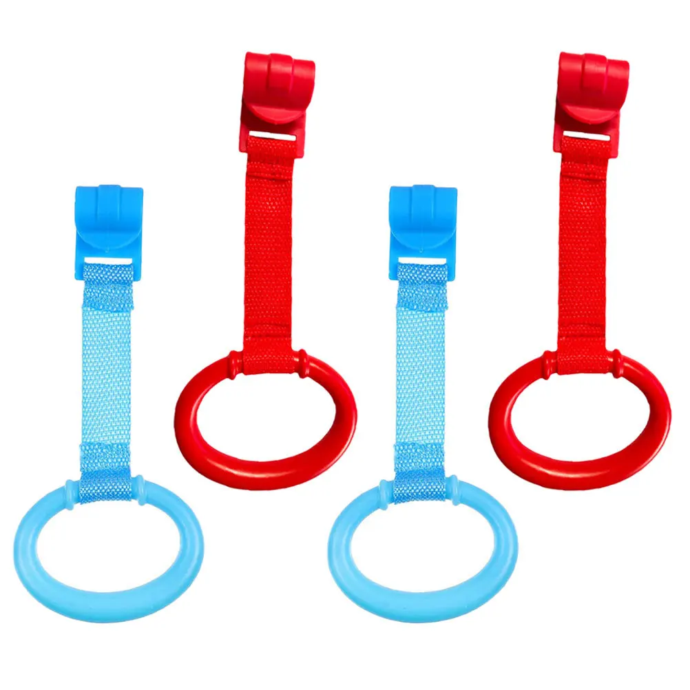 4Pcs Baby Infant Stand Up Pull Rings Crib Hanging Handles Toddler Bed Walking Assist Learning Accessories Baby Crib Pull Ring