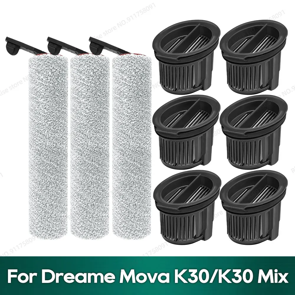 Compatible con Dreame Mova K30 / K30 Mix, Trouver K30, accesorios, cepillo de rodillo, piezas de repuesto de filtro Hepa