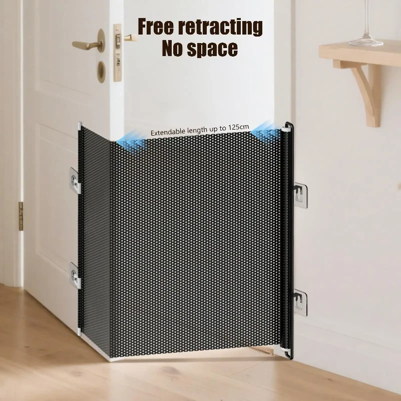 Pet Dog Gate Network Fence Stairs Folding Breathable Mesh Enclosure Dog Fence Safety Barrier Pet Thanksgiving Day Gift