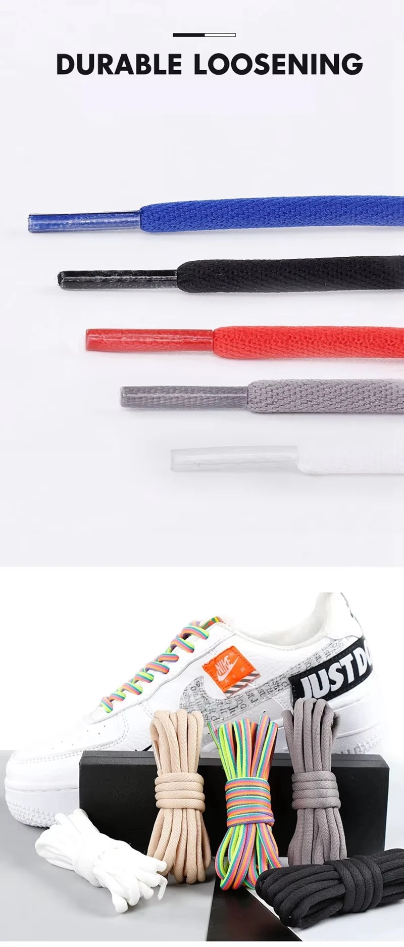 1 Pair Rainbow Round Shoelaces, Colorful Unisex Replacement Shoestrings for Sneakers & Boots Shoe Accessories