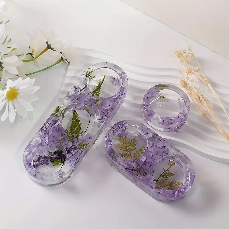 1/2/3 Hole DIY Crystal Epoxy Plastic Resin Mold Porous Round Aromatherapy Gypsum Candle Holder Ornament Silicone Mold view 3