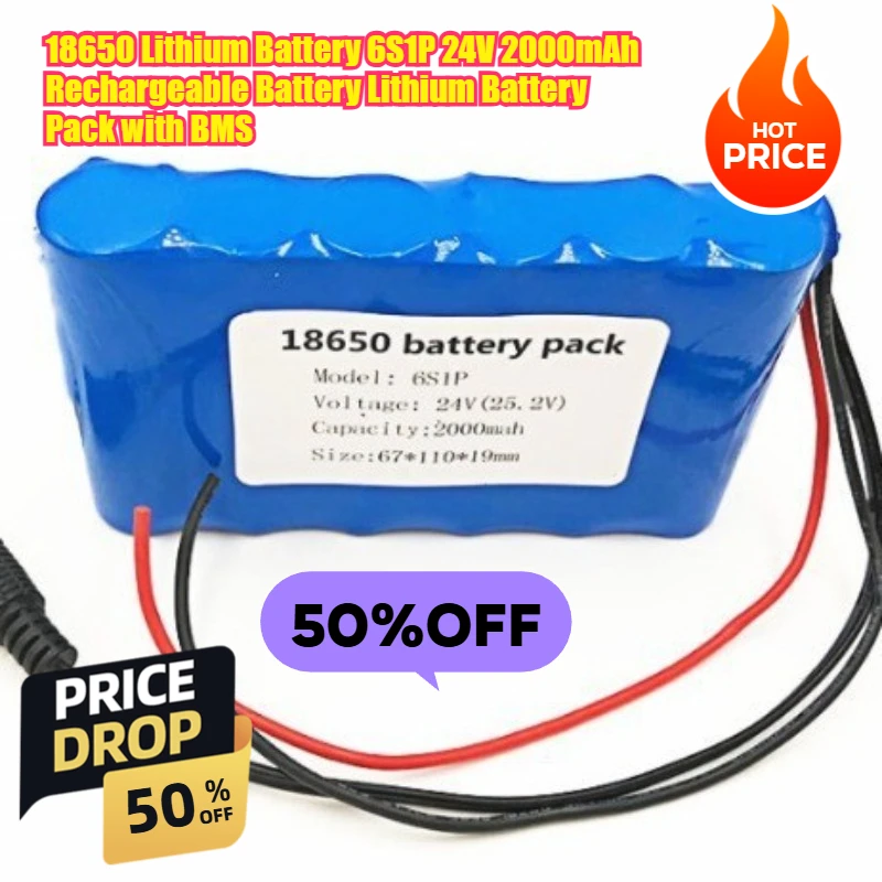 

18650 Lithium Battery 6S1P 24V 2000mAh Rechargeable Battery Lithium Battery Pack with BMS